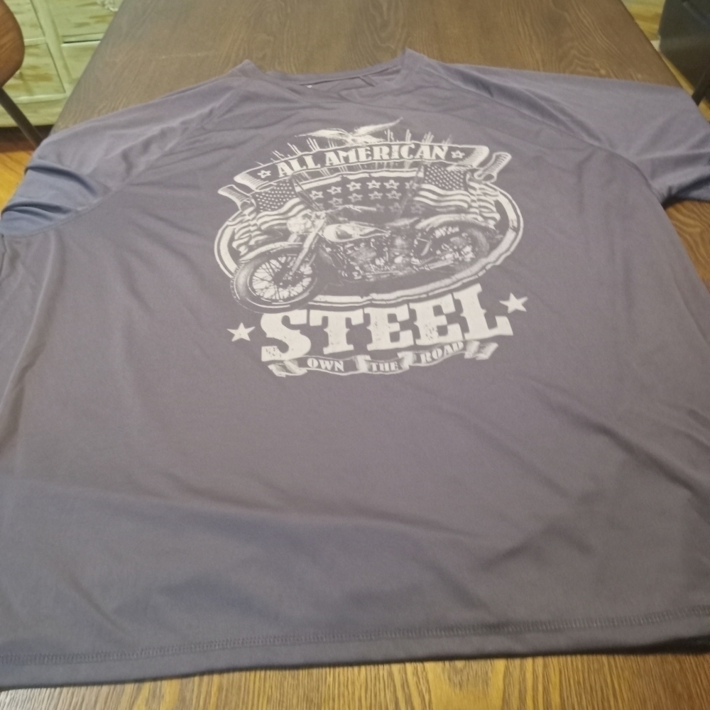 Men's All American Steel Motorcycle Gray T Shirt Size 3XL Ride the Open Road - Picture 2 of 3